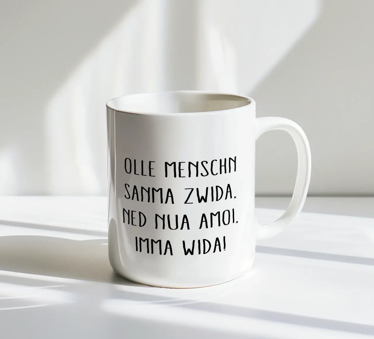 OLLE MENSCHN SANMA ZWIDA ... IMMA WIDA ... tazza in ceramica da Vintage Van Gogh