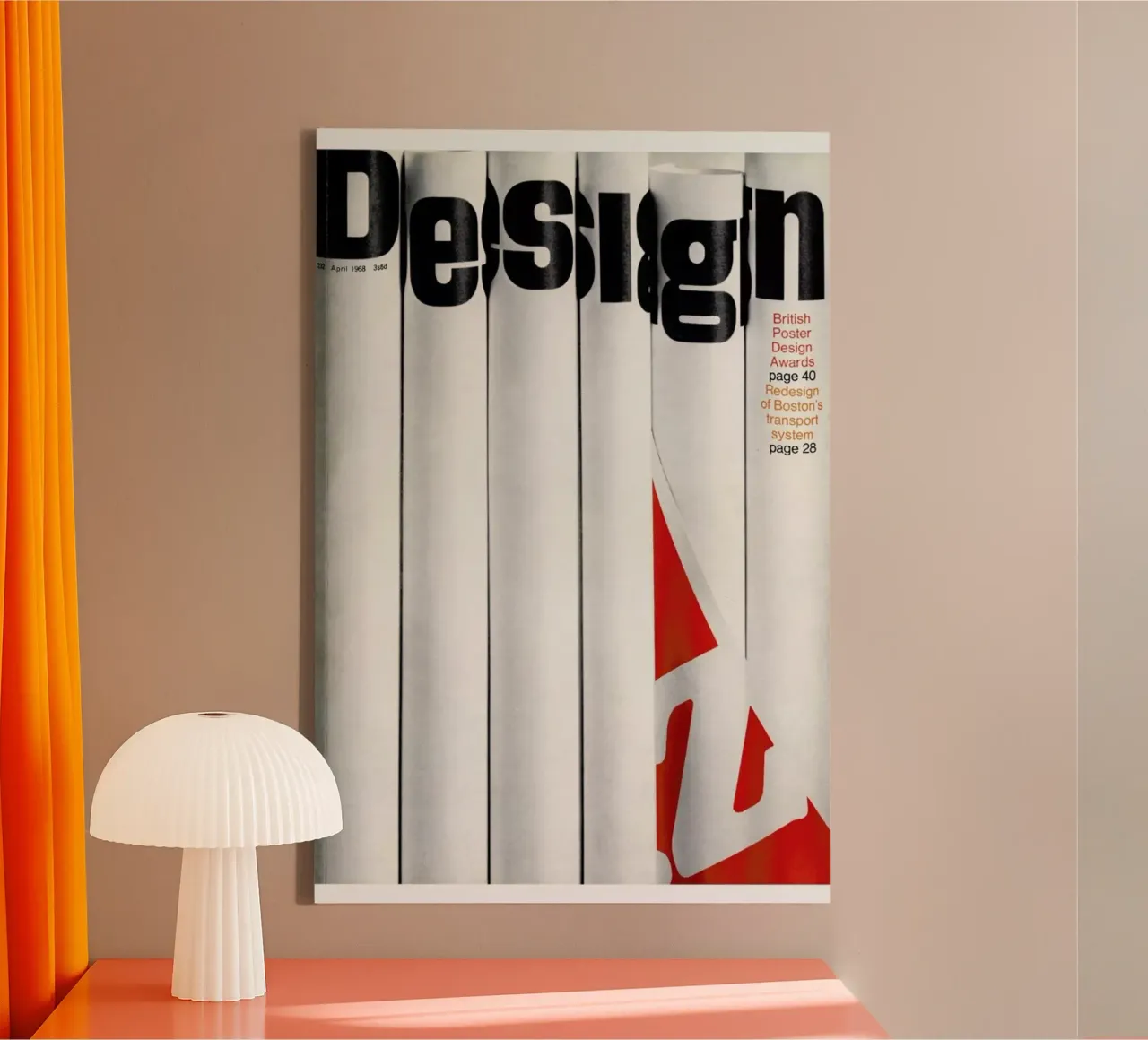 1968 April Design Magazine tela con Cornice a cassetta da Hemingway Design