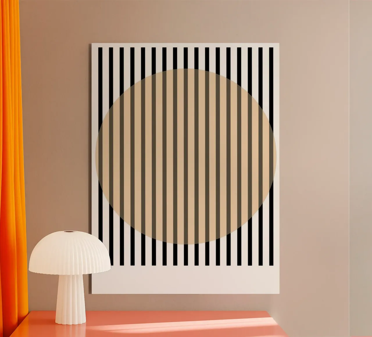 Illusione geometrica in stile Bauhaus - cerchio e linee alluminio dibond da Casa Calm