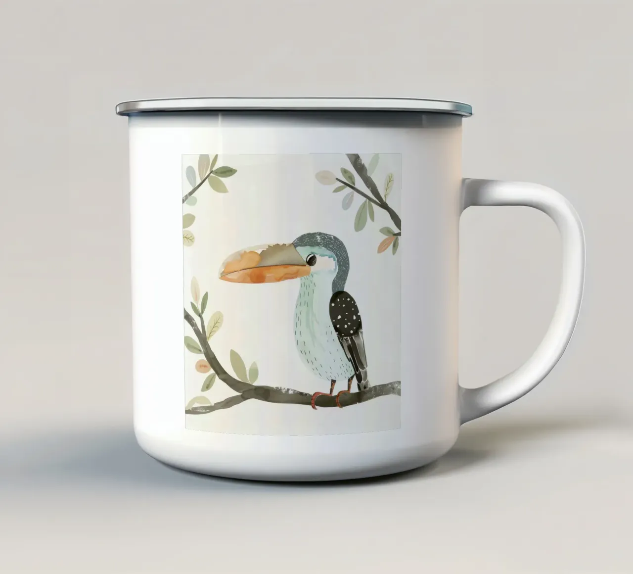 Tucano tropicale tra rami e bacche tazza in smalto da DesignDoodle