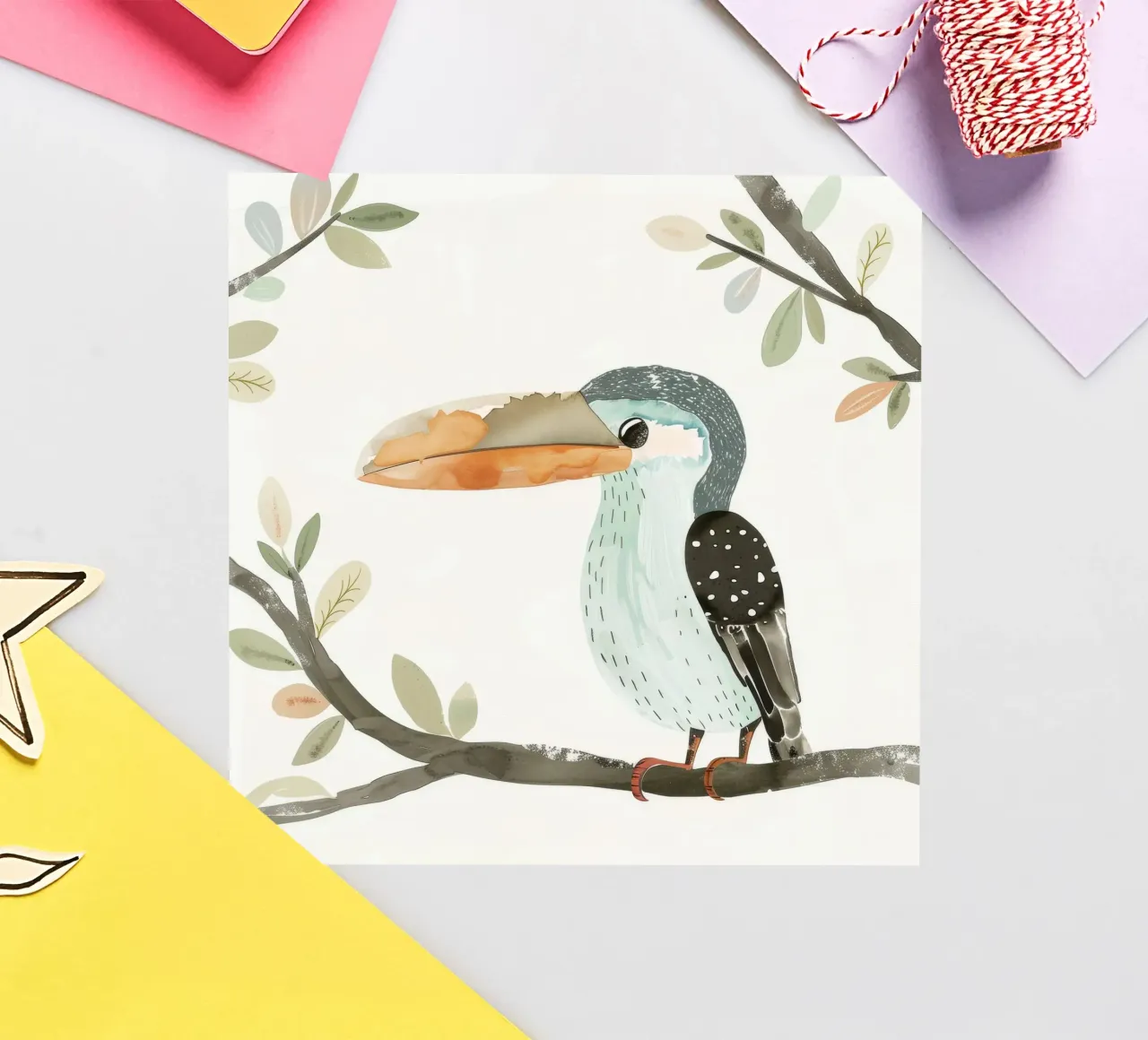 Tropical Toucan Among Branches and Berries sticker by DesignDoodle