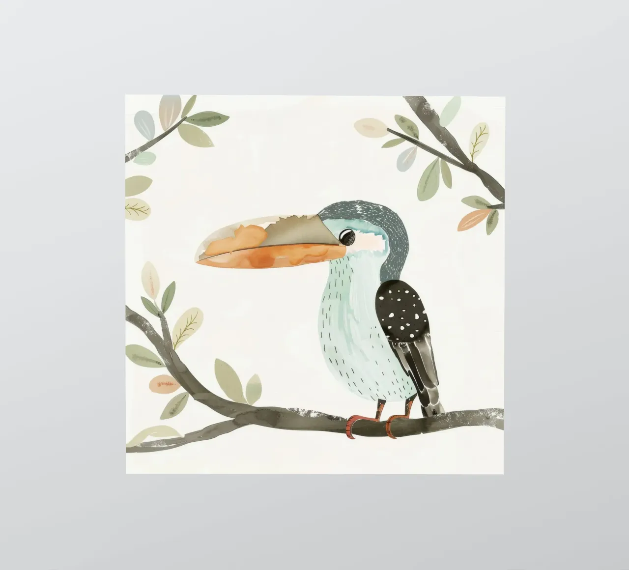 Tropical Toucan Among Branches and Berries sticker by DesignDoodle