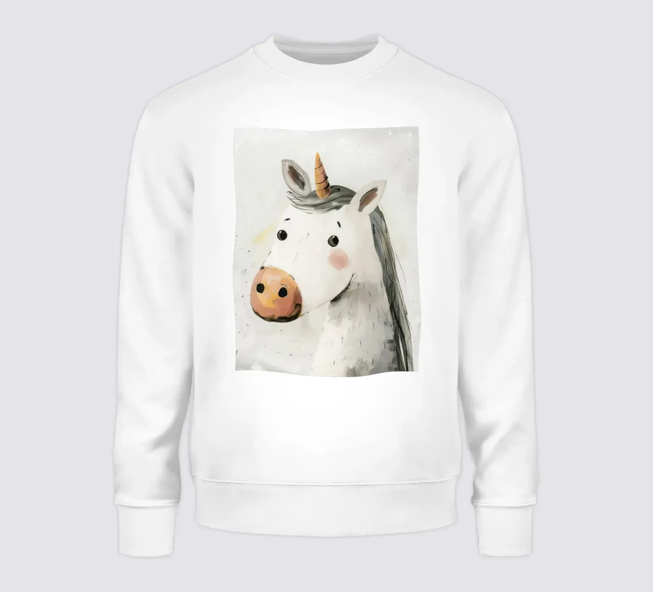 Whimsical Unicorn Portrait in Soft Hues sweatshirt by DesignDoodle