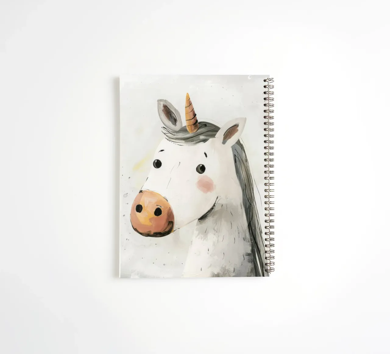 Whimsical Unicorn Portrait in Soft Hues spiral notebook by DesignDoodle