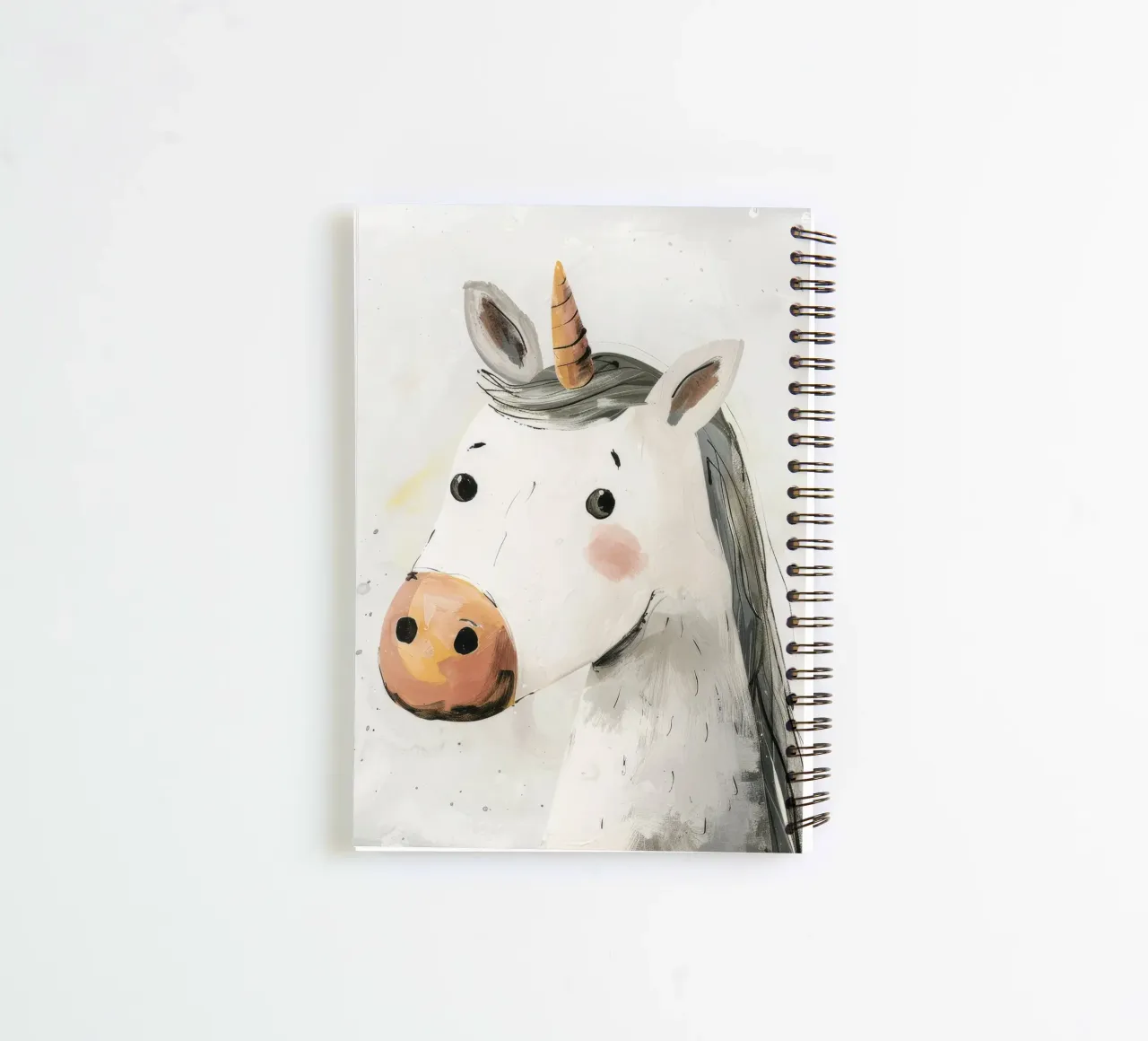 Whimsical Unicorn Portrait in Soft Hues spiral notebook by DesignDoodle