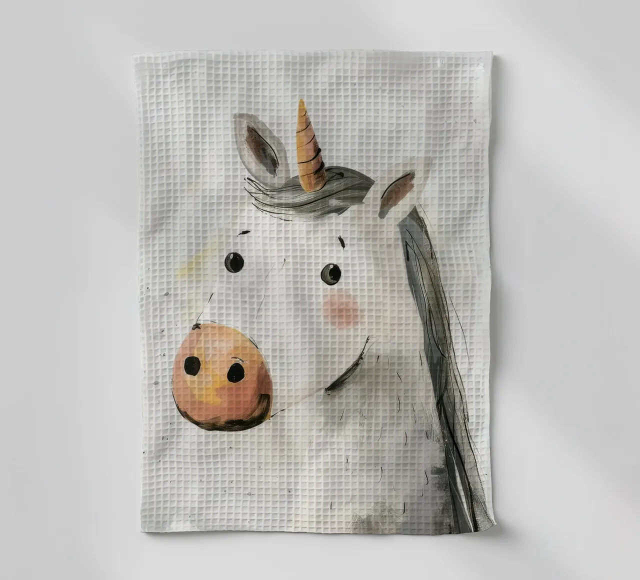 Portrait de licorne fantaisiste dans des tons doux torchon de DesignDoodle