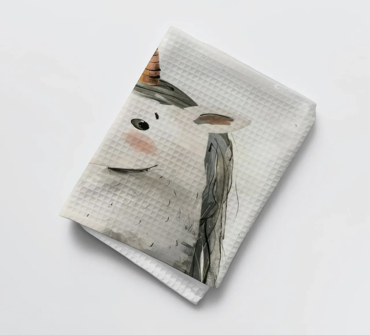 Portrait de licorne fantaisiste dans des tons doux torchon de DesignDoodle