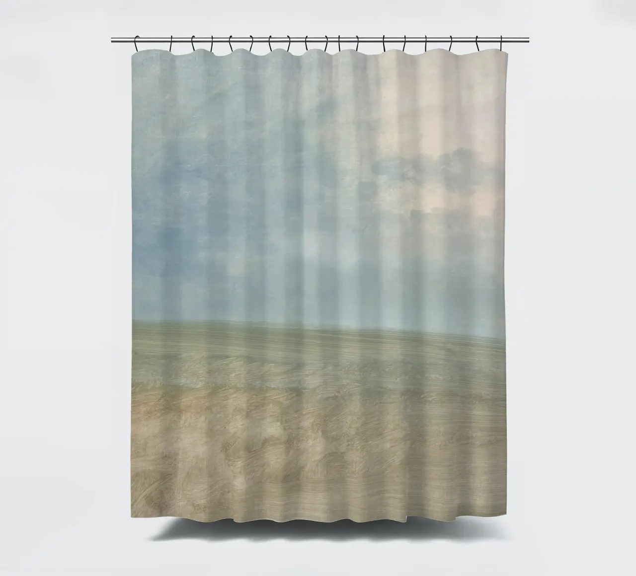 Minimalist Horizon Sky & Field | Serene Abstract Landscape P Duschvorhang von NorwesClub