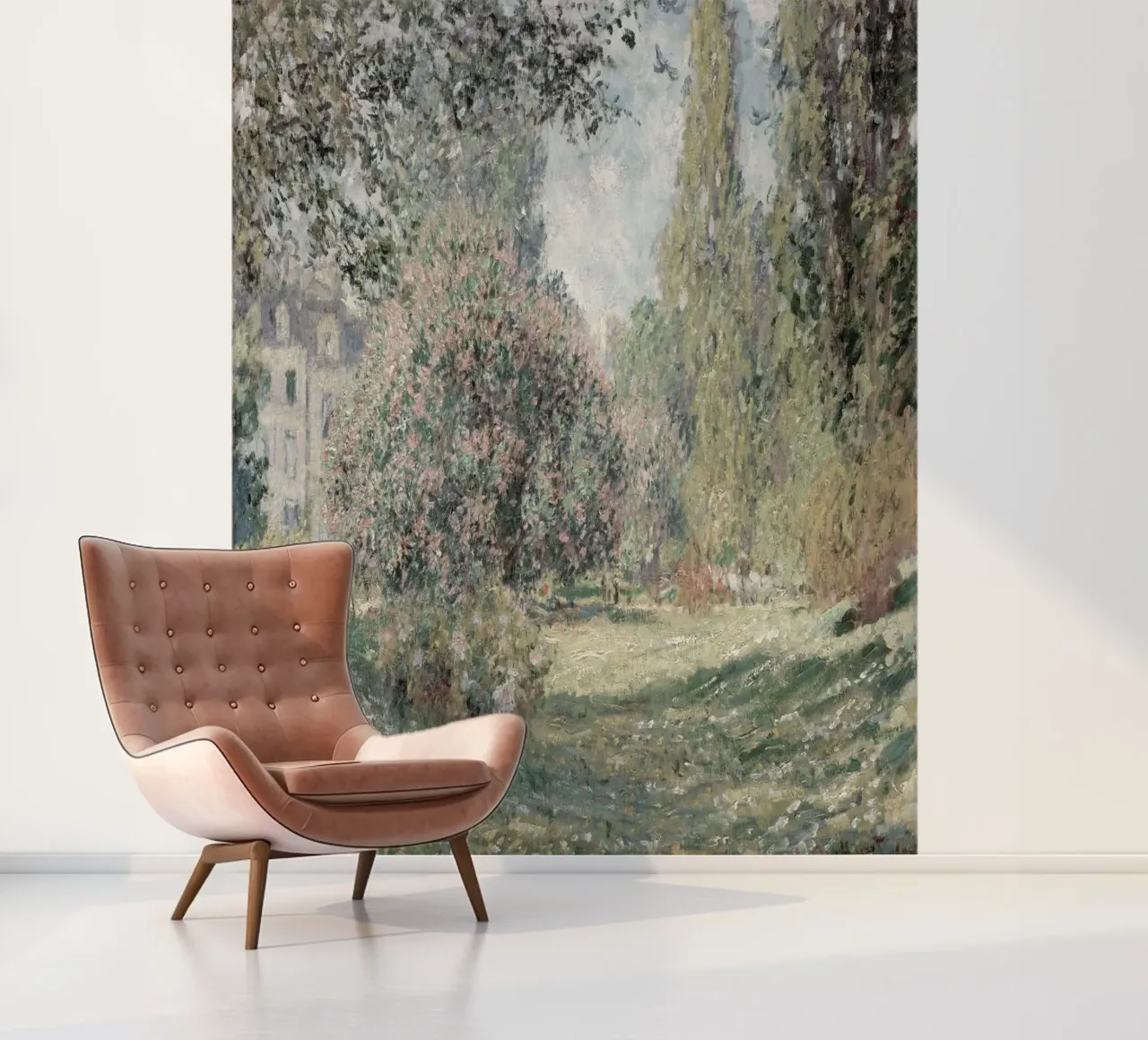 Monet - Het park Monceau | Impressionistisch landschap Print fotobehang van NorwesClub