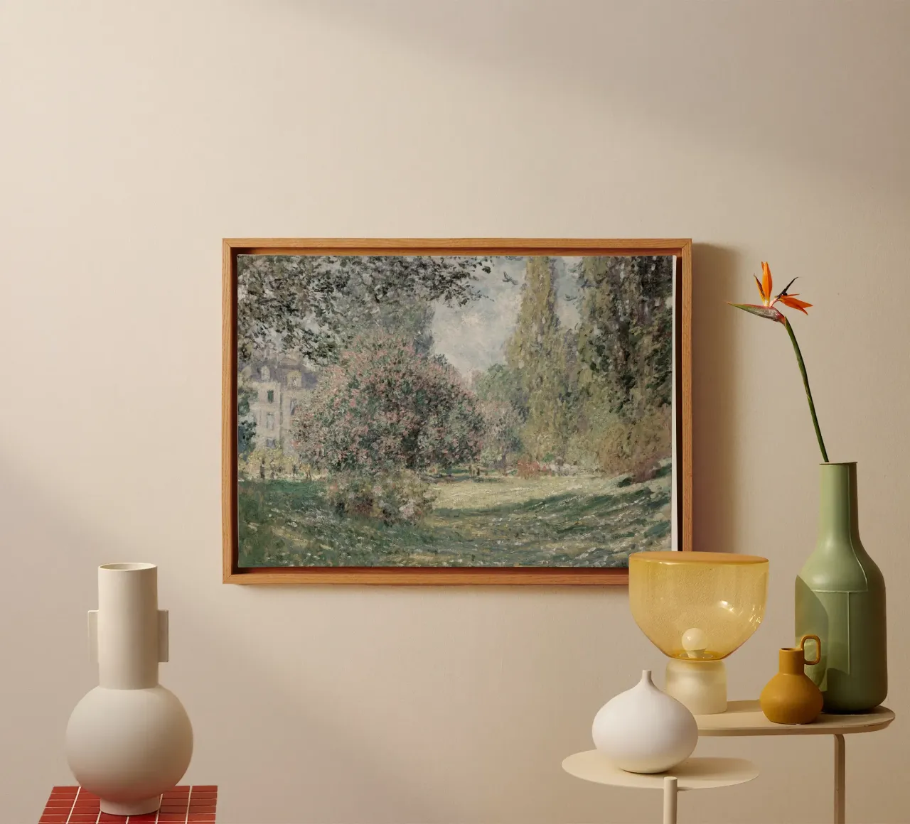 Monet - Het park Monceau | Impressionistisch landschap Print canvas met Baklijst van NorwesClub