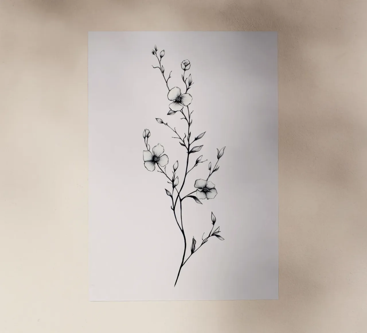Delicate Floral Line Art | Minimalist Botanical Sketch Print lámina retroiluminada de NorwesClub