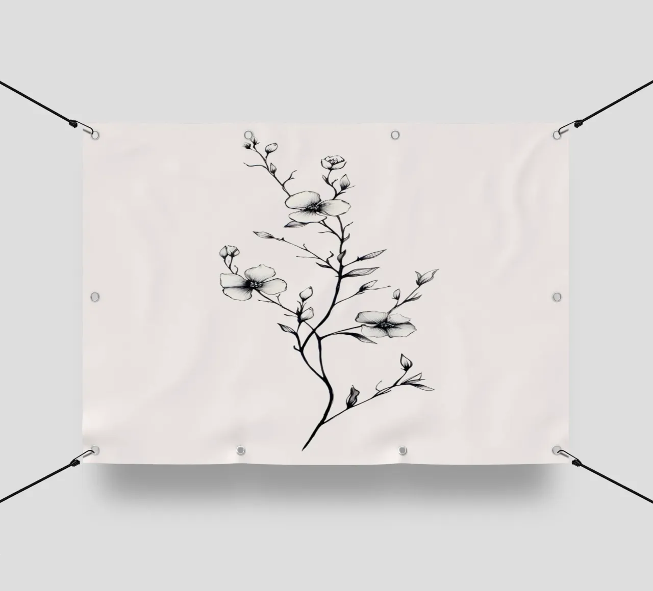 Delicate Floral Line Art | Minimalist Botanical Sketch Print bâche pvc de NorwesClub