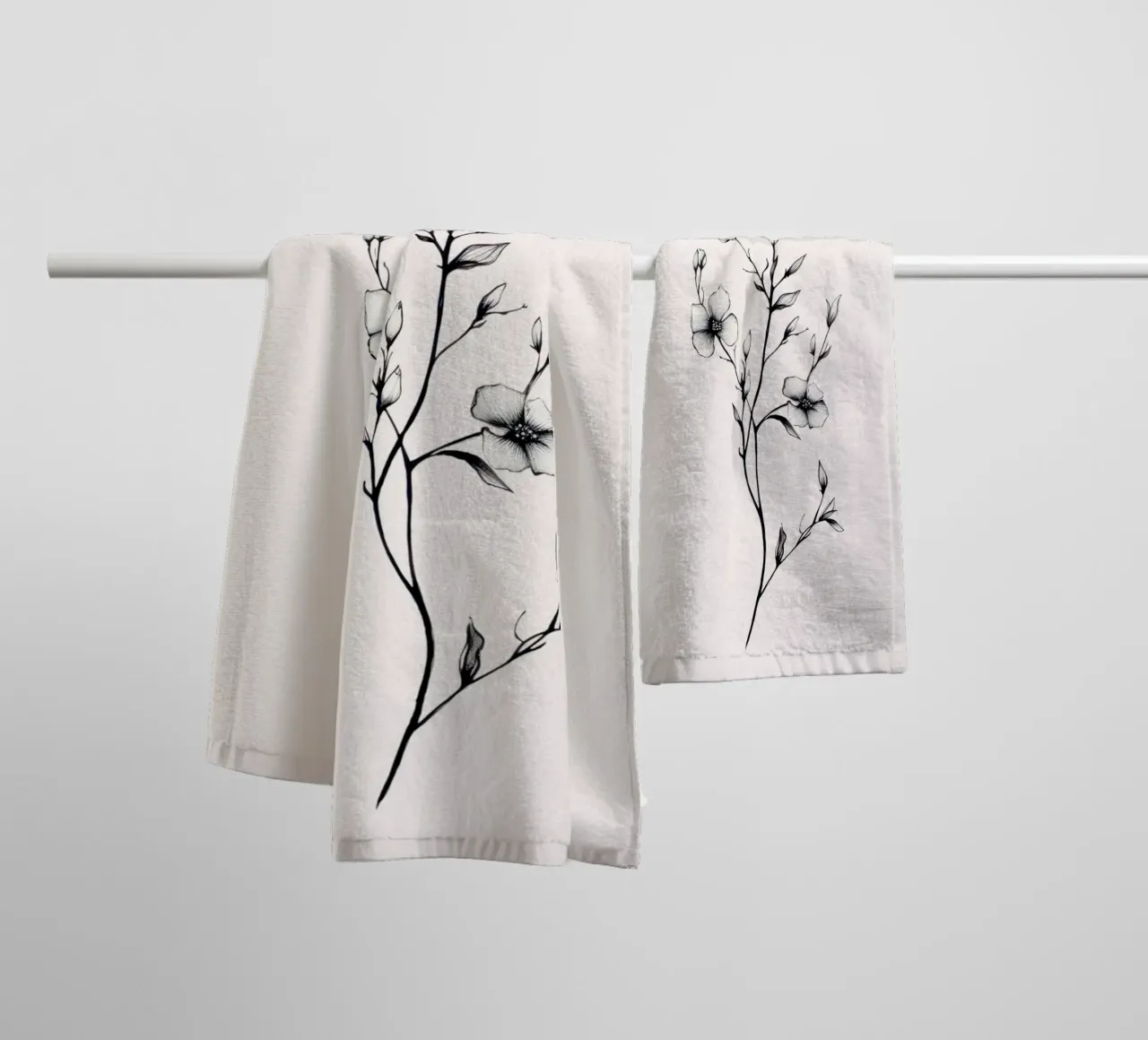 Delicate Floral Line Art | Minimalist Botanical Sketch Print toalla de baño de NorwesClub
