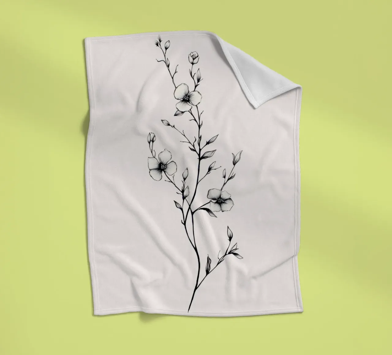 Delicate Floral Line Art | Minimalist Botanical Sketch Print fleece blanket by NorwesClub