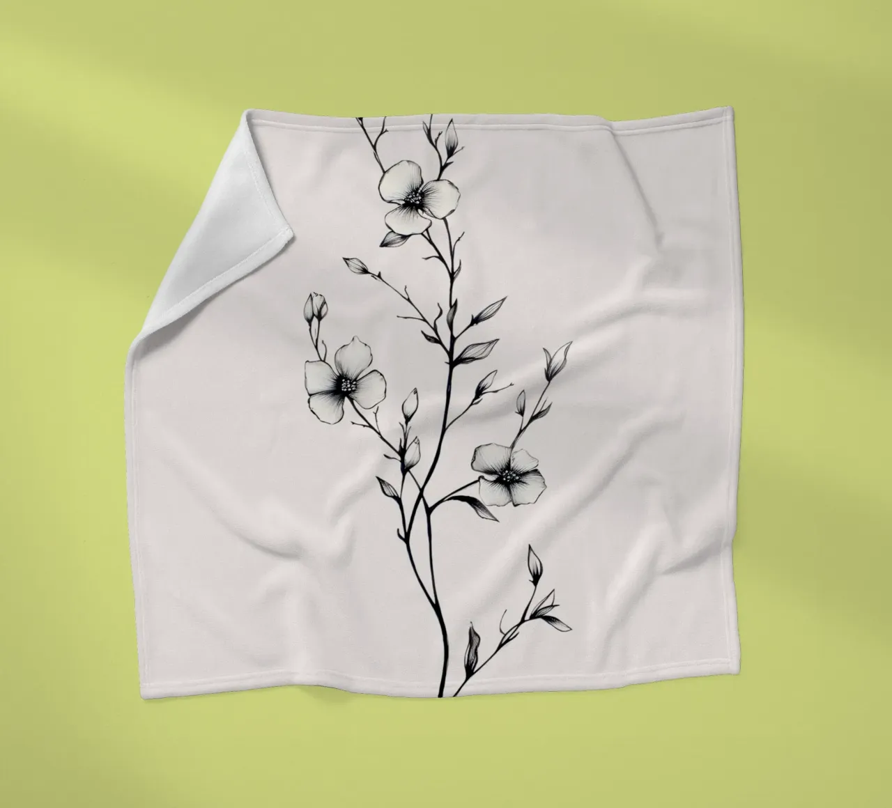 Delicate Floral Line Art | Minimalist Botanical Sketch Print fleece blanket by NorwesClub