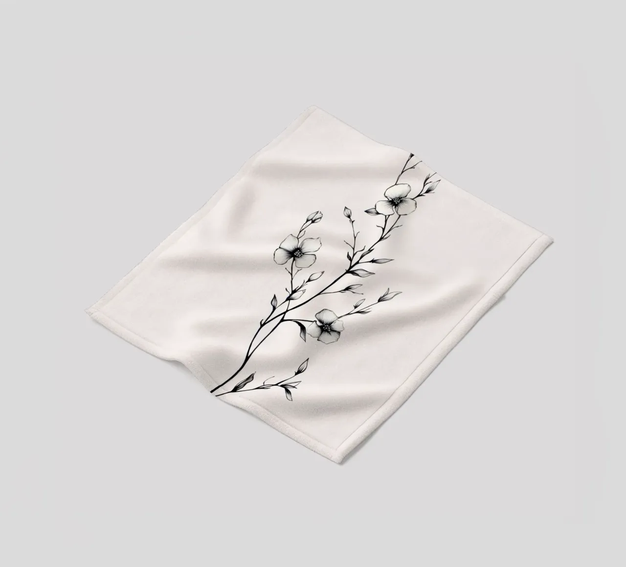 Delicate Floral Line Art | Minimalist Botanical Sketch Print fleece blanket by NorwesClub