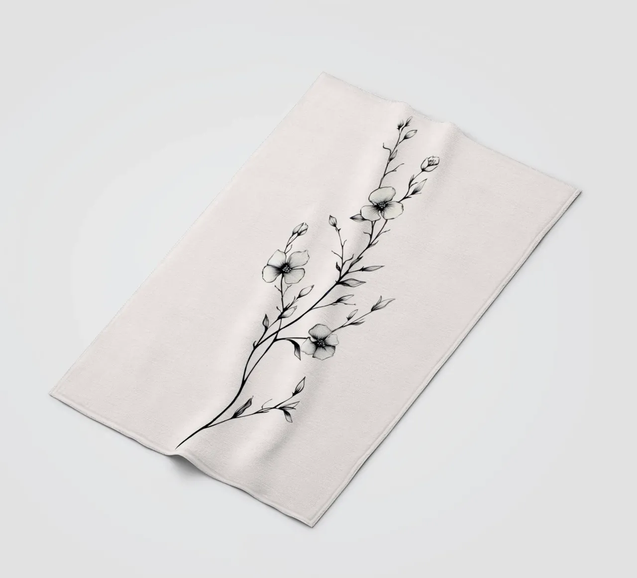 Delicate Floral Line Art | Minimalist Botanical Sketch Print fleece blanket by NorwesClub