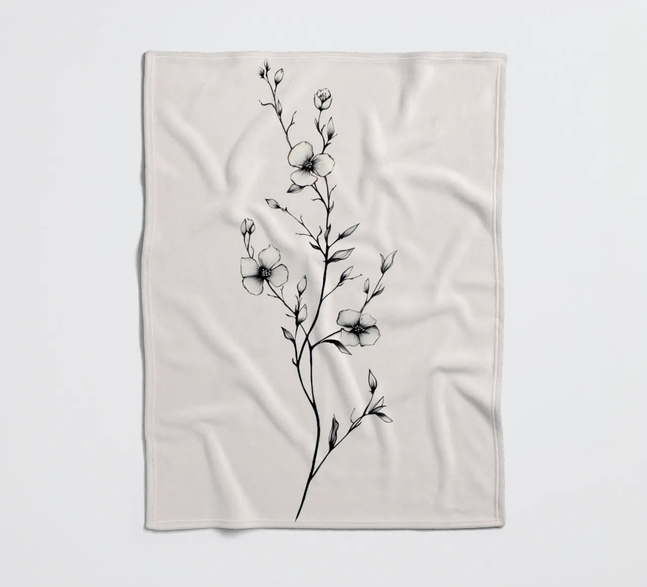 Delicate Floral Line Art | Minimalist Botanical Sketch Print fleece blanket by NorwesClub