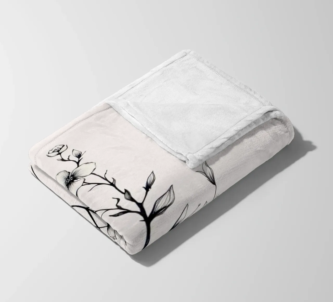 Delicate Floral Line Art | Minimalist Botanical Sketch Print fleece blanket by NorwesClub