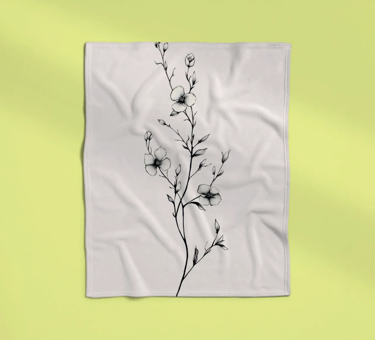 Delicate Floral Line Art | Minimalist Botanical Sketch Print fleece blanket by NorwesClub