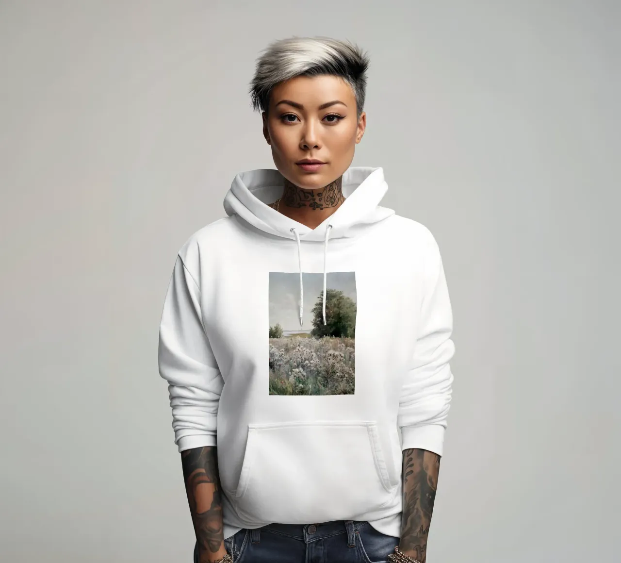 Pissarro - Wilde bloemenweide | Impressionistisch landschap Print hoodie van NorwesClub
