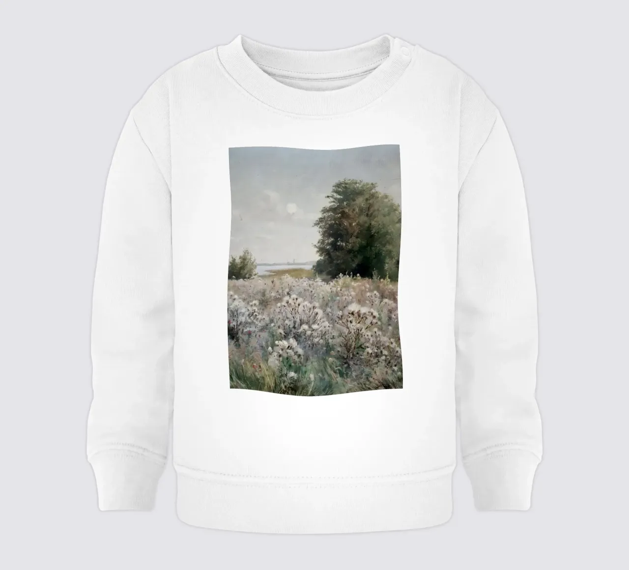 Pissarro - Wilde bloemenweide | Impressionistisch landschap Print baby sweatshirt van NorwesClub