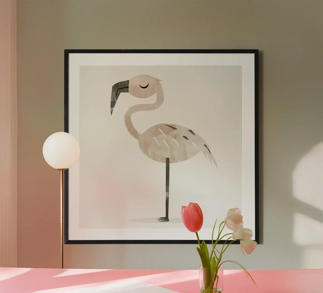 Flamant gracieux dans un rêve d'aquarelle hahnemühle de DesignDoodle