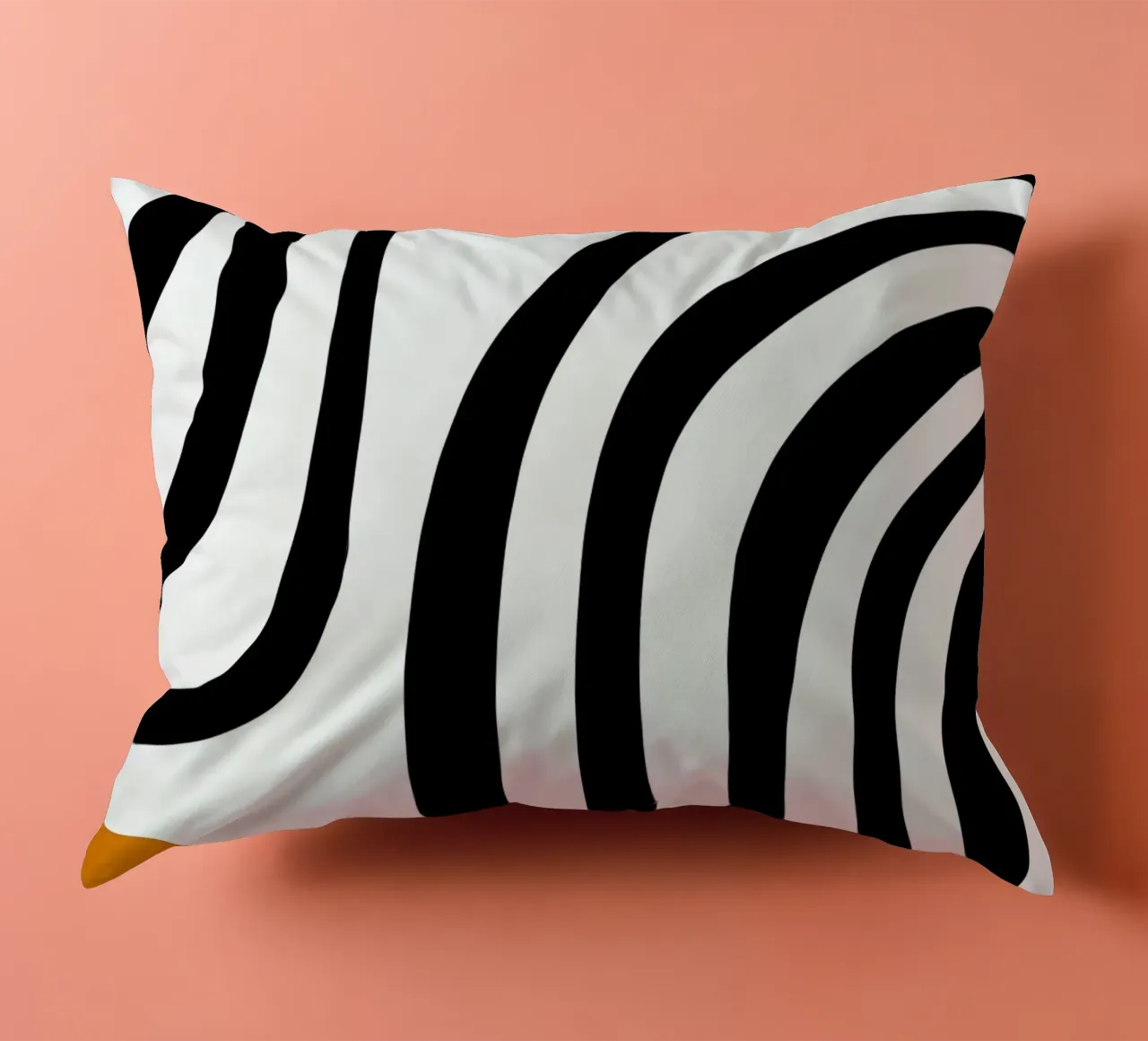 Bauhaus Abstract - Lines and circles in black and orange decorative cushion by Casa Calm