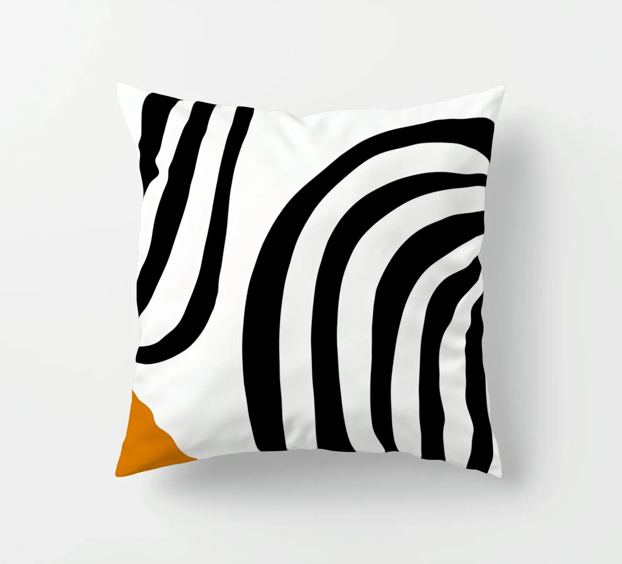 Bauhaus Abstract - Lines and circles in black and orange decorative cushion by Casa Calm