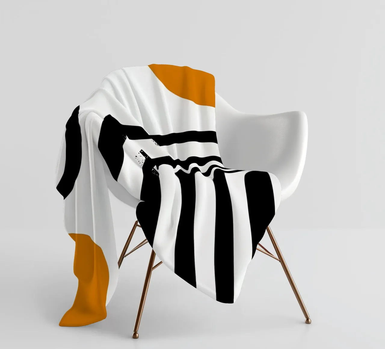 Bauhaus astratto - Linee e cerchi in nero e arancione coperta in pile da Casa Calm