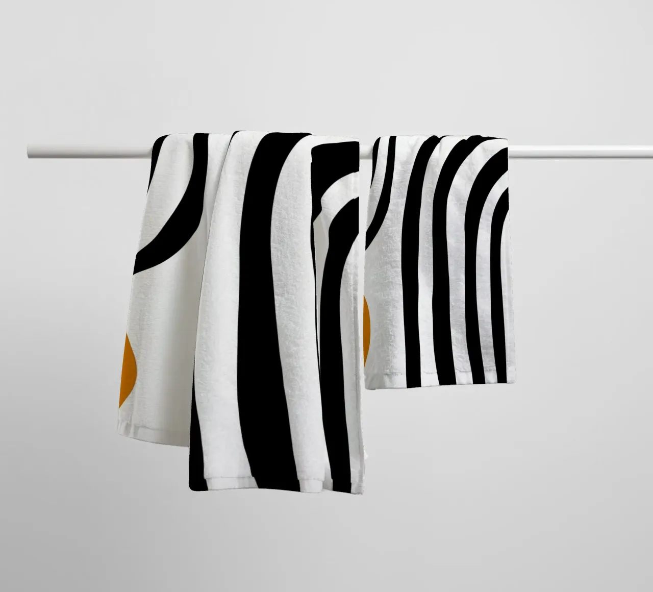 Bauhaus Abstract - Lines and circles in black and orange towel by Casa Calm