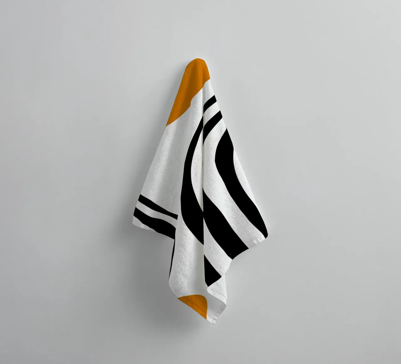 Bauhaus Abstract - Lines and circles in black and orange towel by Casa Calm