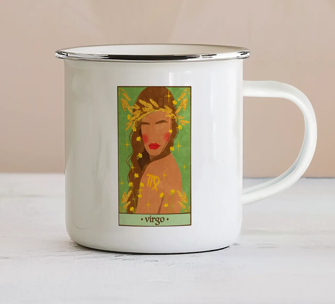 Vergine - Segno zodiacale tazza in smalto da Illustration Raissa Oltmanns