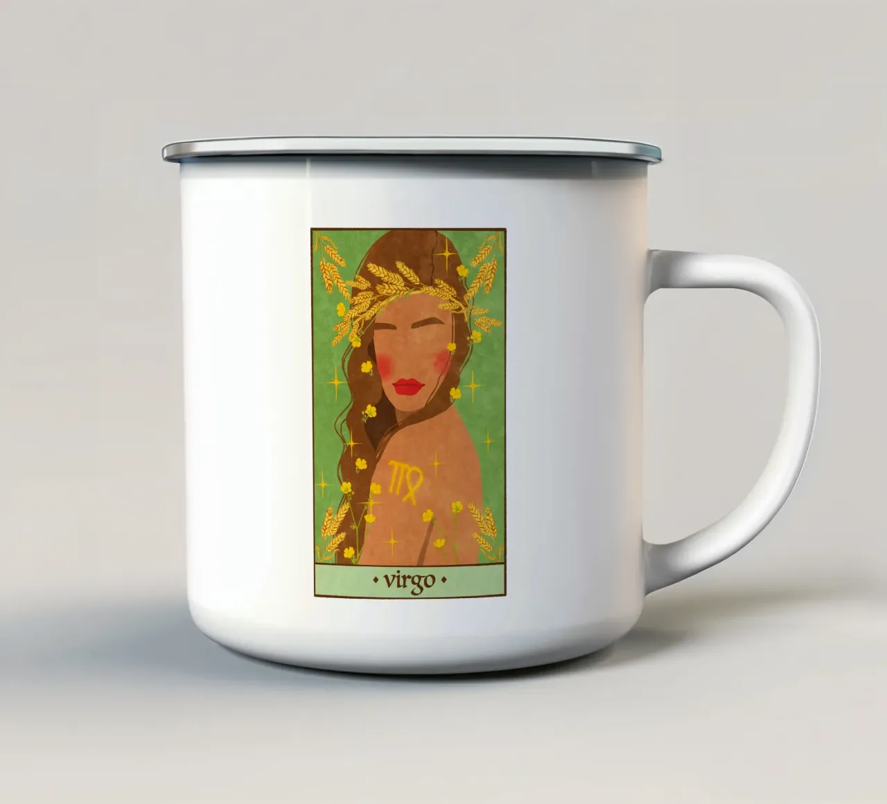 Vergine - Segno zodiacale tazza in smalto da Illustration Raissa Oltmanns