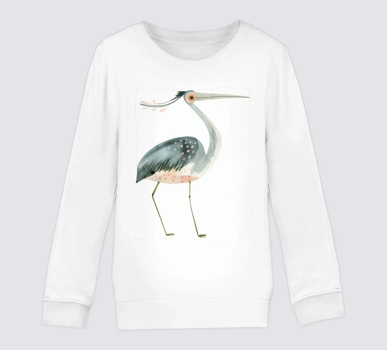 Héron élégant dans une douce palette d'aquarelles sweat enfant de DesignDoodle