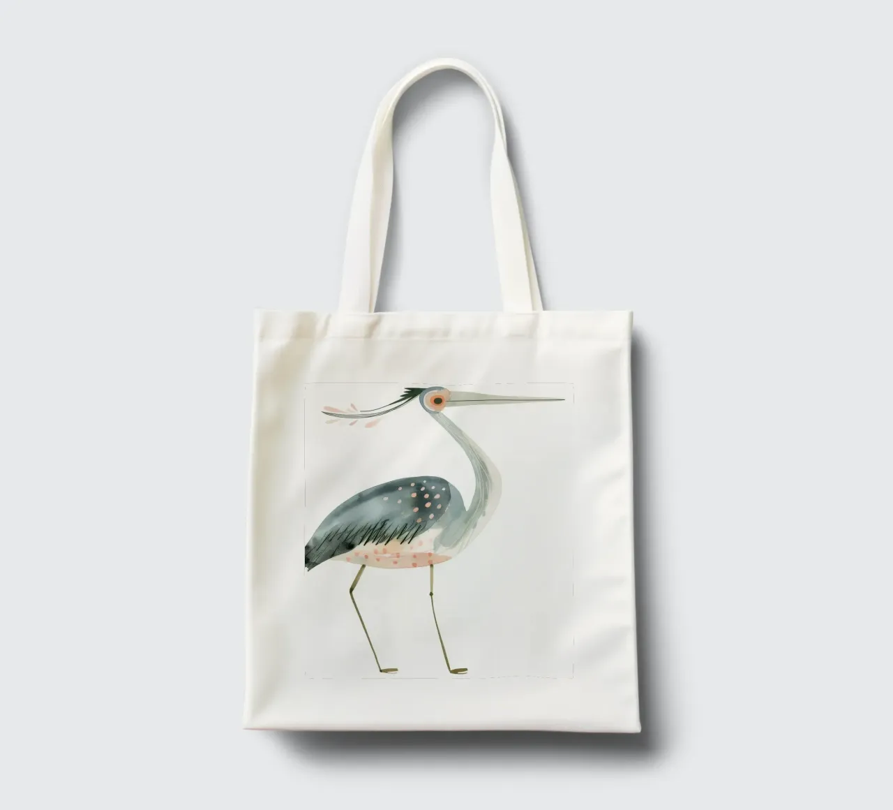 Héron élégant dans une douce palette d'aquarelles tote bag de DesignDoodle
