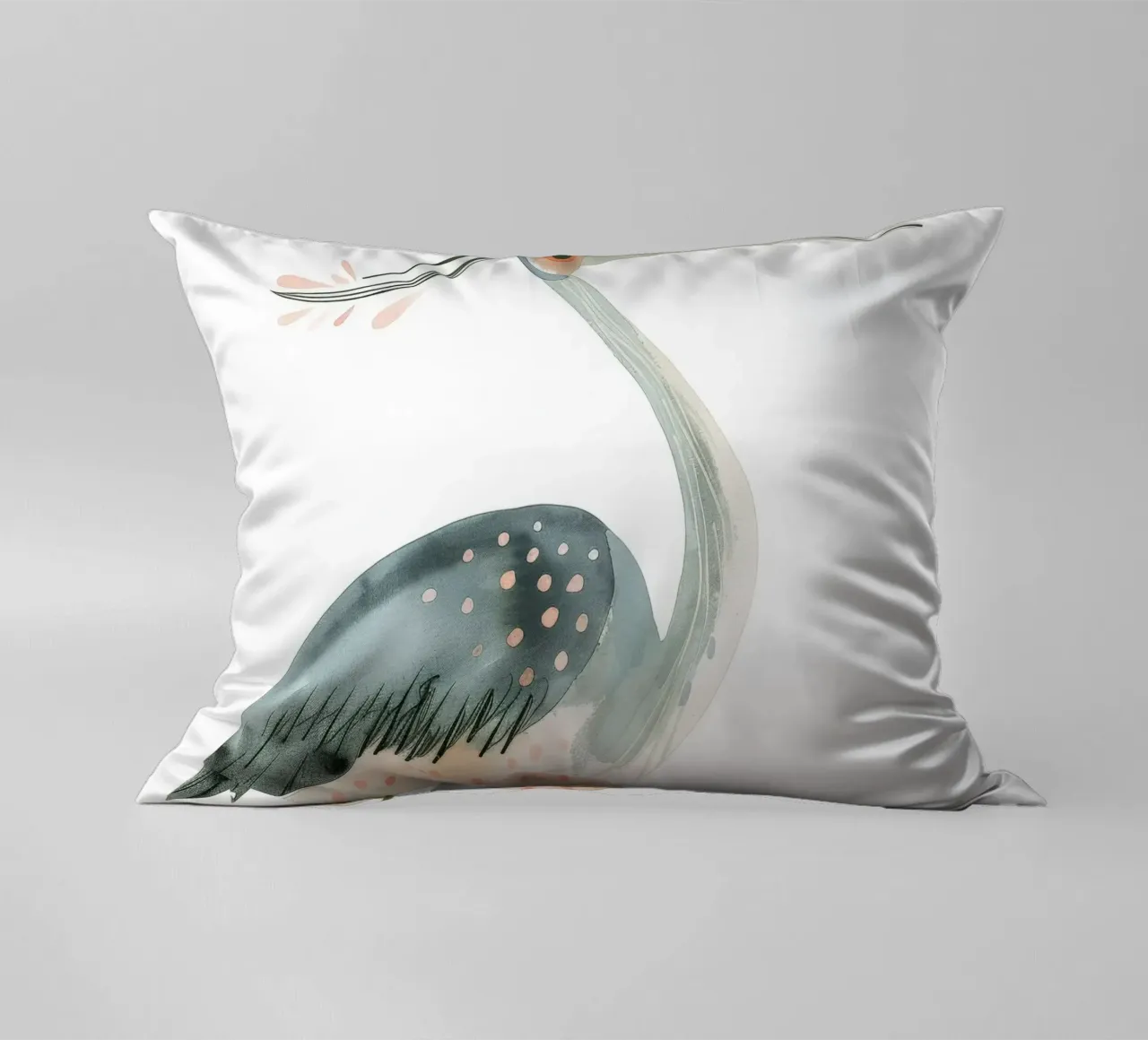 Héron élégant dans une douce palette d'aquarelles coussin de DesignDoodle