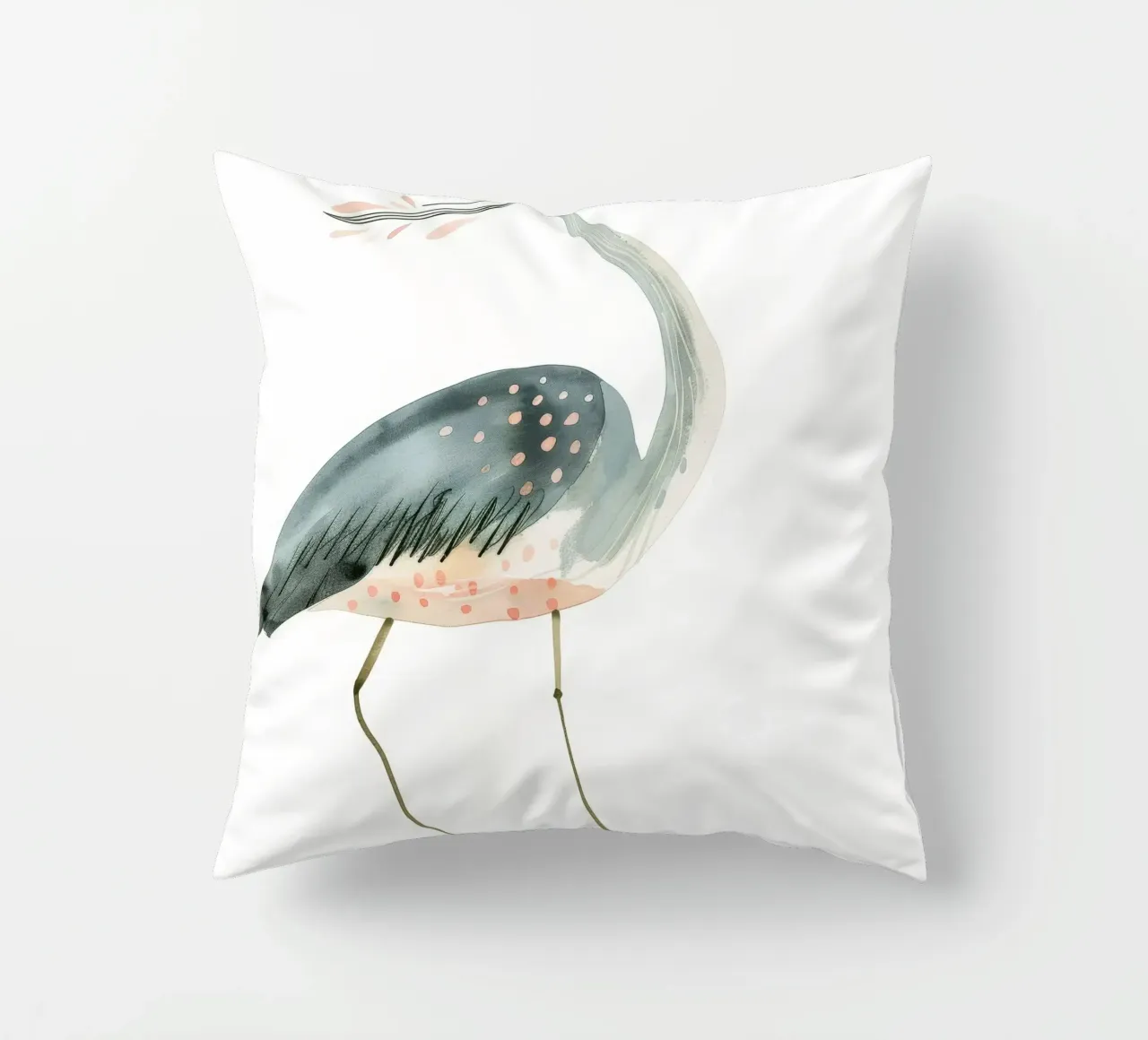 Héron élégant dans une douce palette d'aquarelles coussin de DesignDoodle