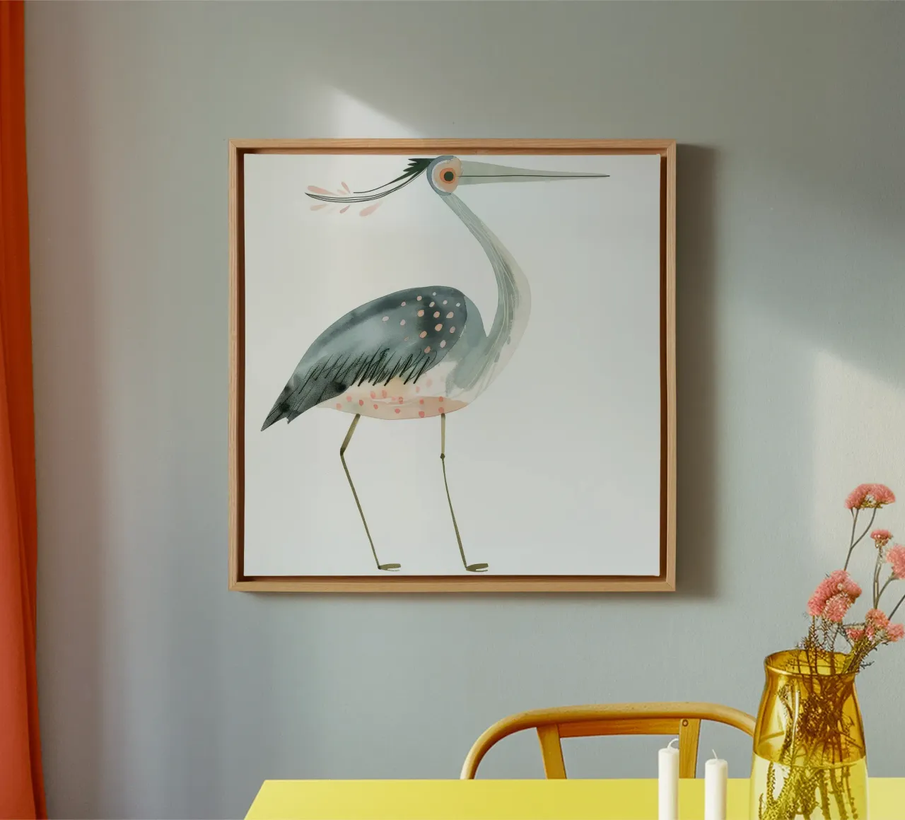 Héron élégant dans une douce palette d'aquarelles toile de DesignDoodle