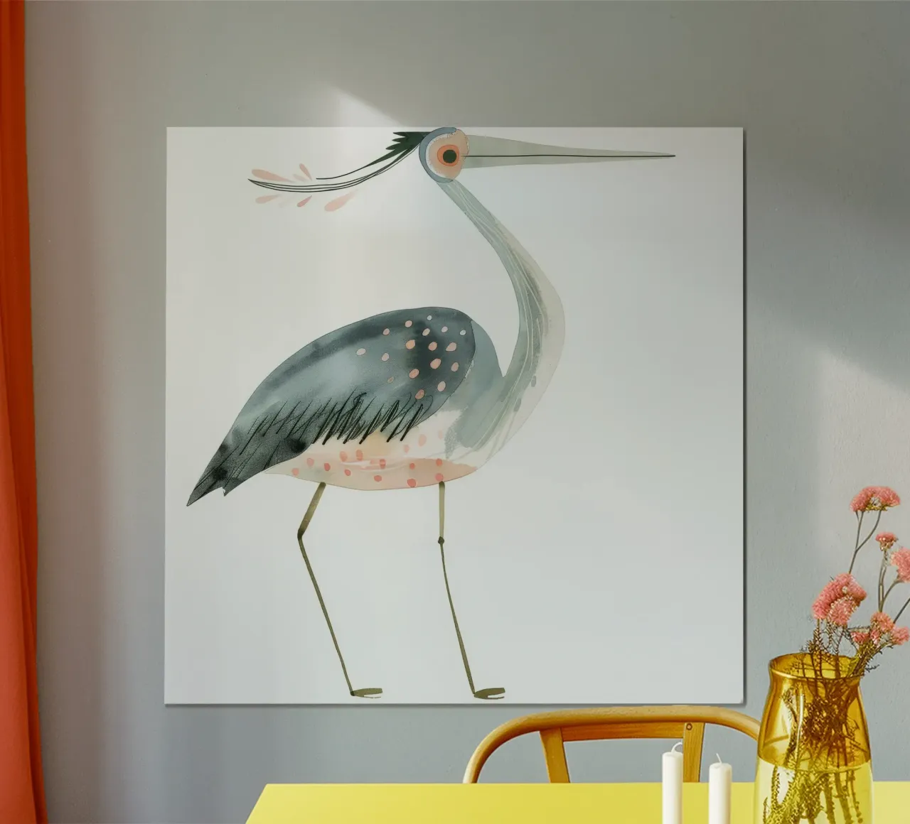 Elegante airone in una morbida tavolozza di acquerelli carta hahnemühle da DesignDoodle