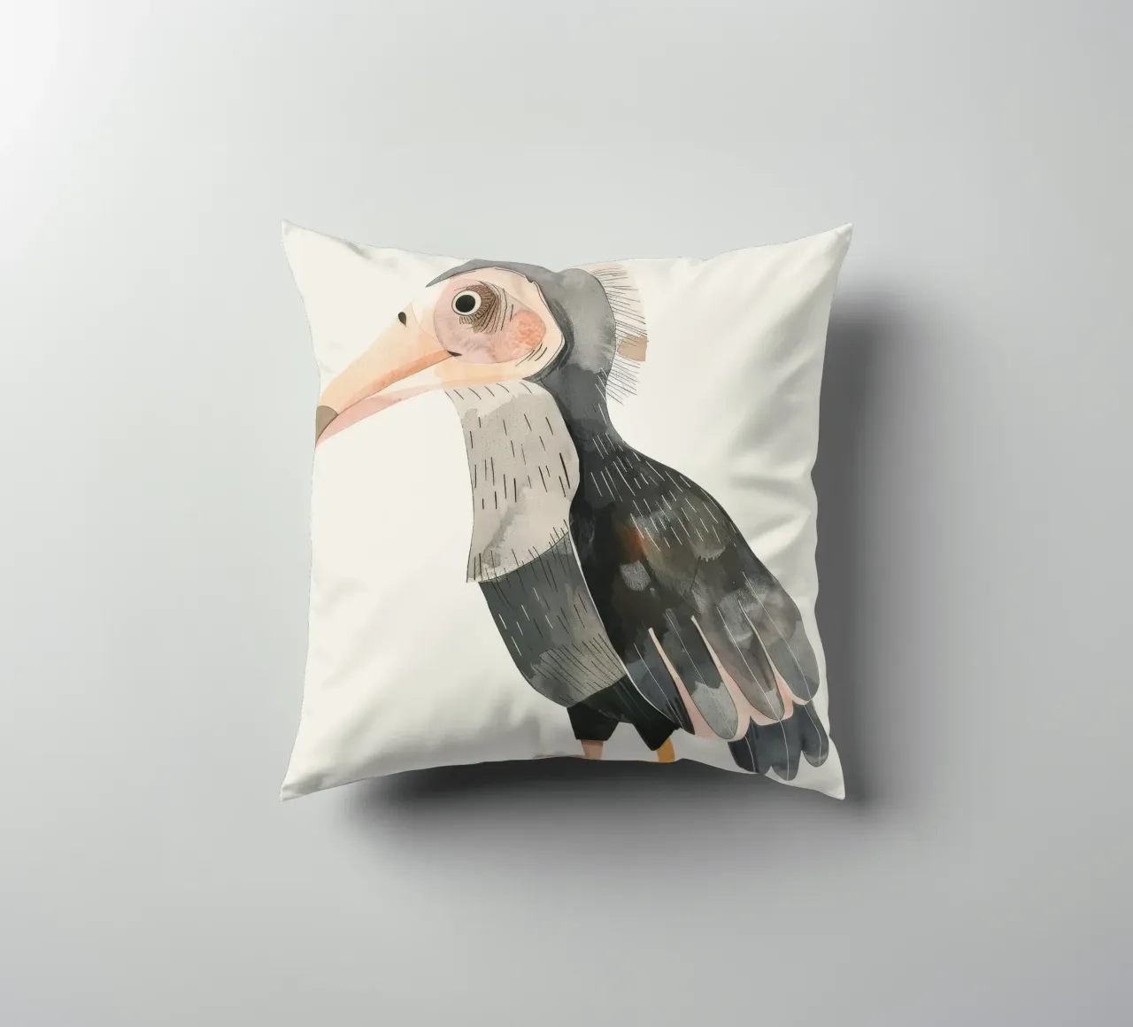 Charming Bird Perched on Branch decorative cushion by DesignDoodle