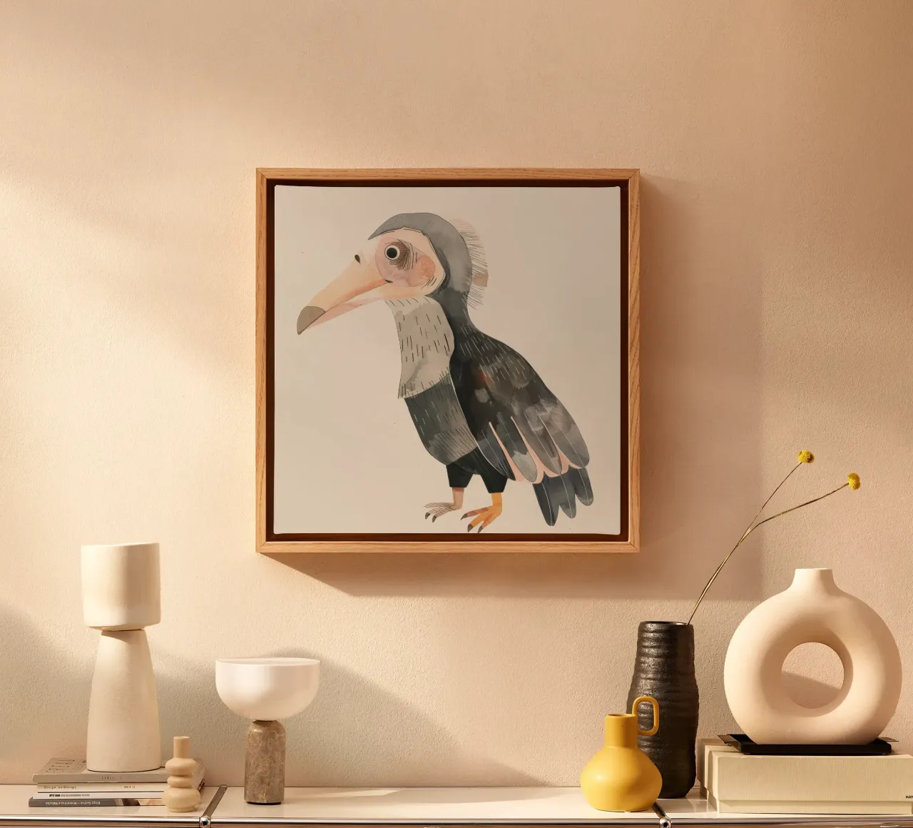 Charming Bird Perched on Branch canvas by DesignDoodle