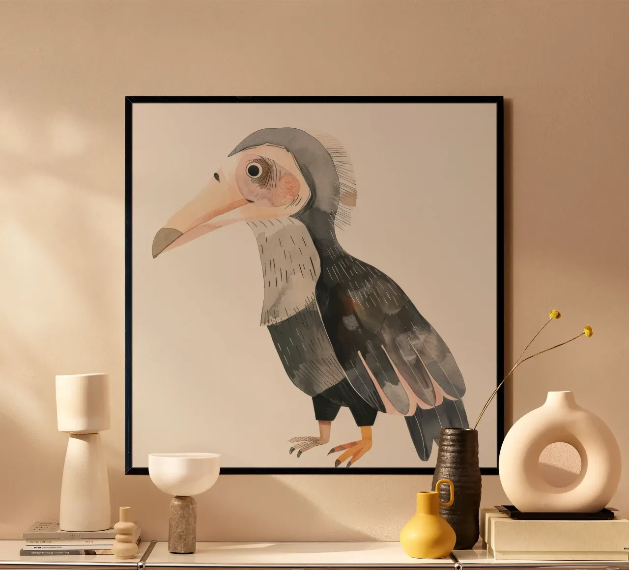 Charmanter Vogel auf Zweig sitzend Hahnemühle von DesignDoodle