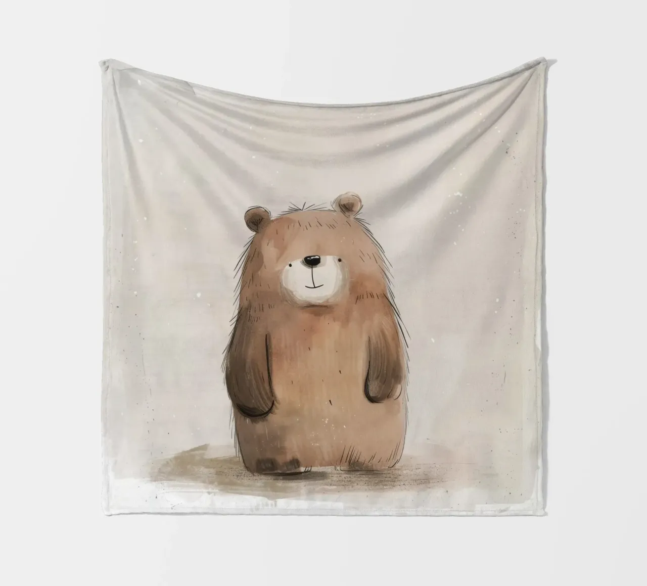 Orso bruno giocoso in un acquerello stravagante coperta in pile da DesignDoodle