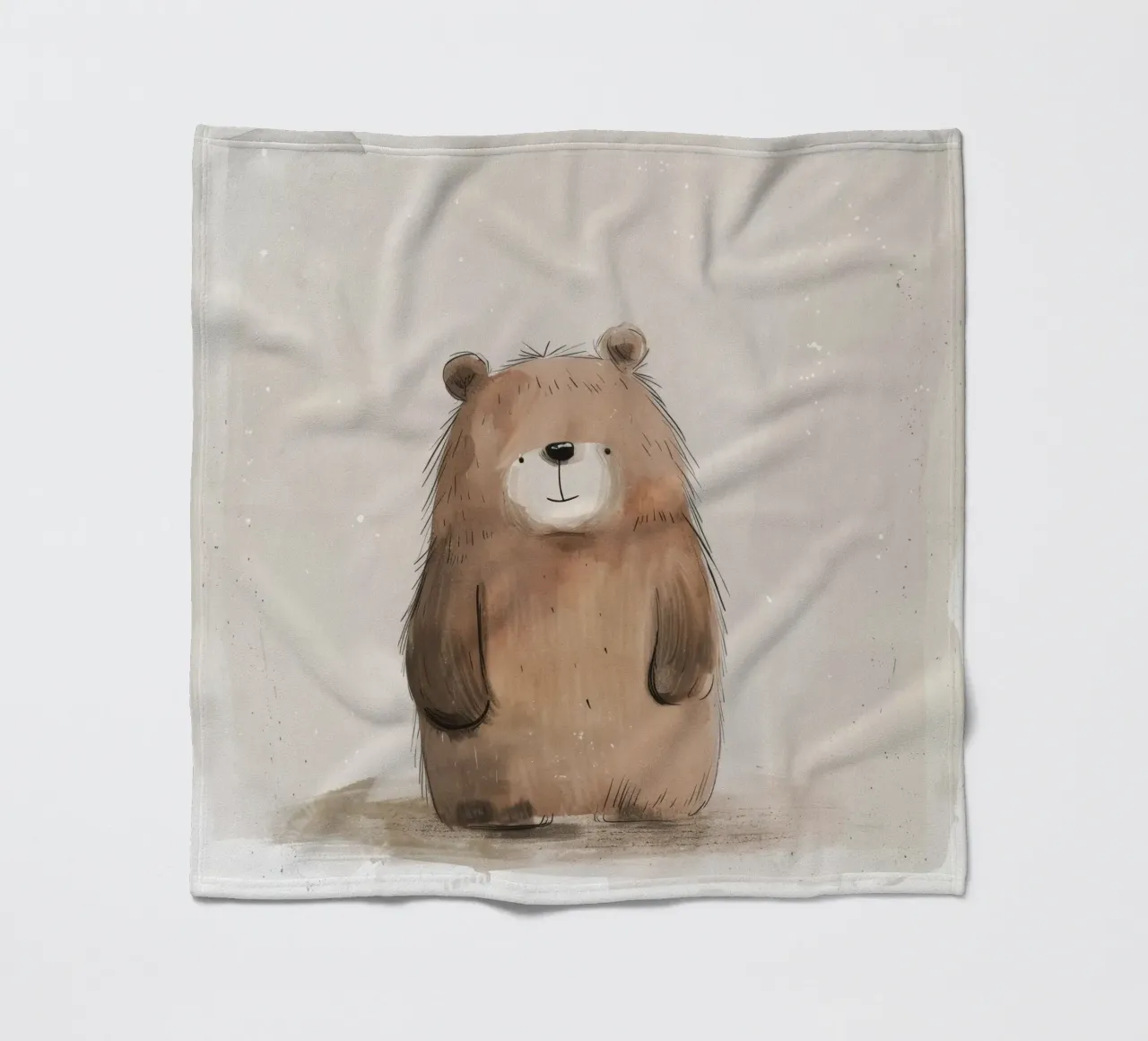 Orso bruno giocoso in un acquerello stravagante coperta in pile da DesignDoodle