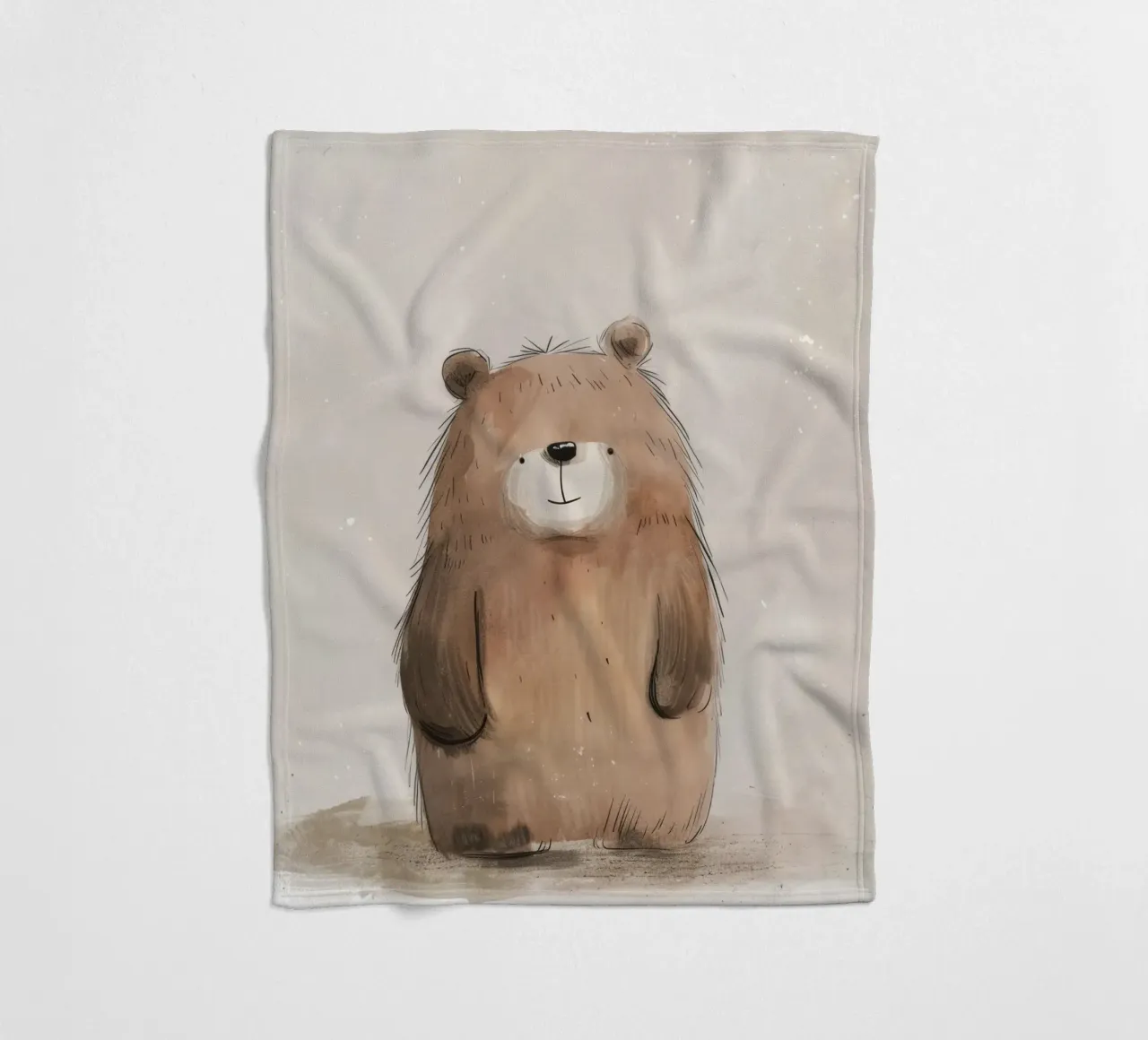 Orso bruno giocoso in un acquerello stravagante coperta in pile da DesignDoodle