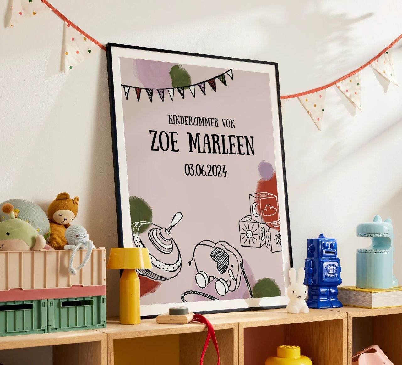 New Born / Kinderzimmer Poster in altrosa poster de modeern