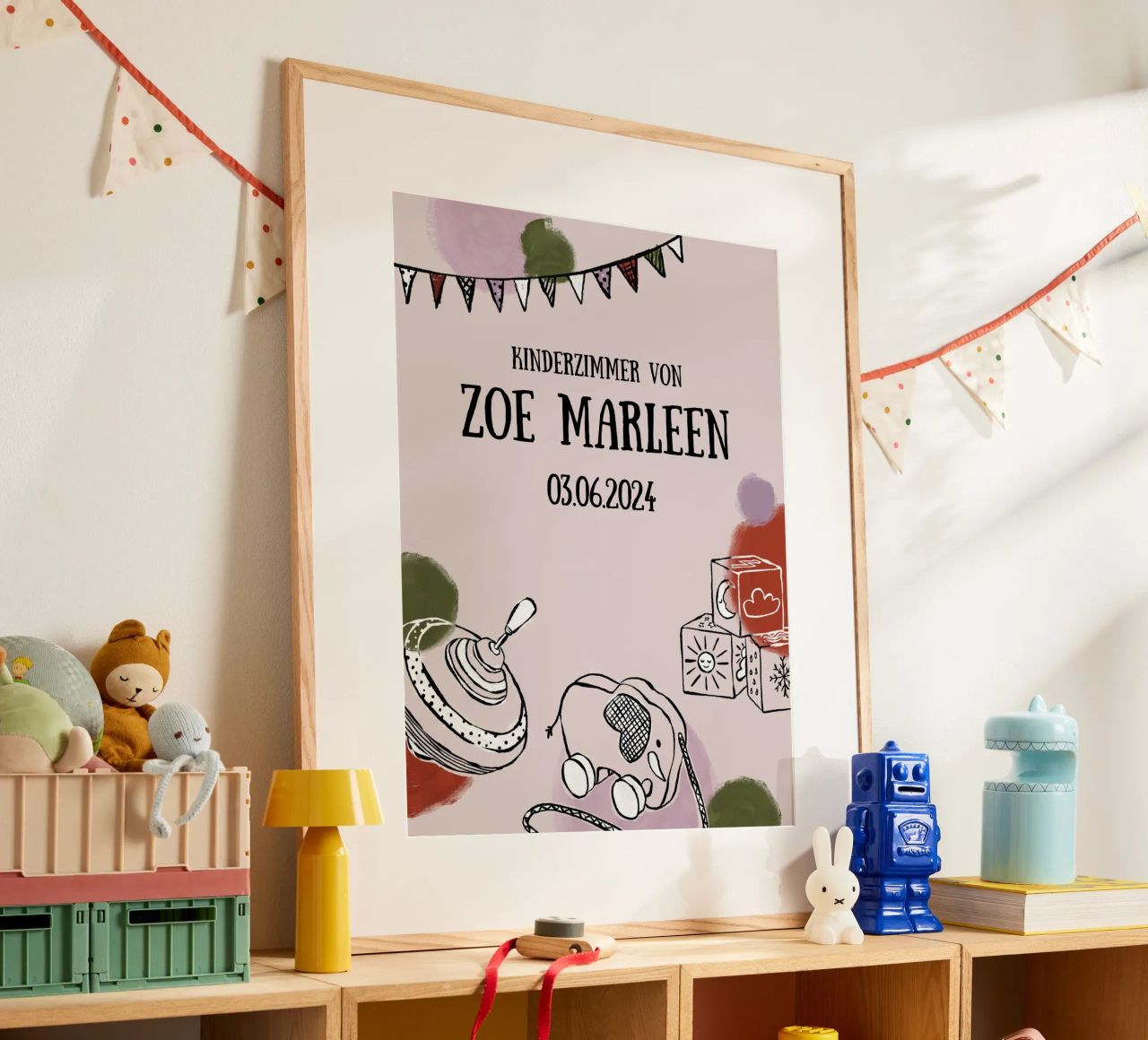 New Born / Kinderzimmer Poster in altrosa poster de modeern
