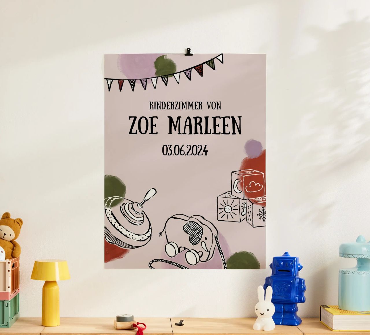 New Born / Kinderzimmer Poster in altrosa poster de modeern