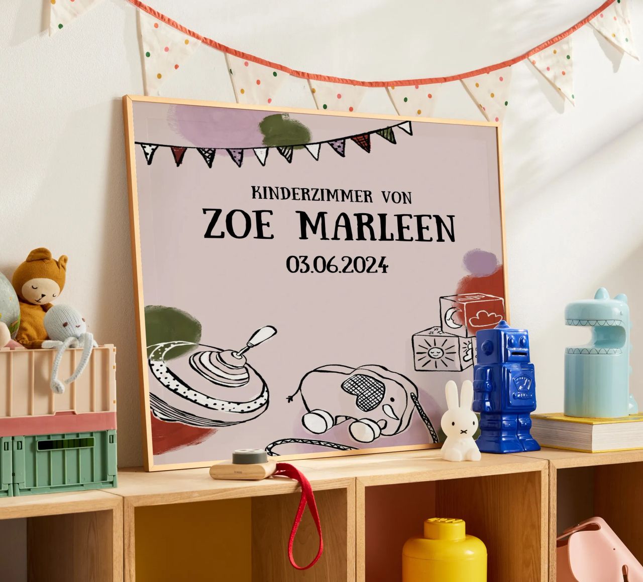 New Born / Kinderzimmer Poster in altrosa poster de modeern